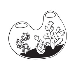 Cactus for coloring books. Vector illustration.