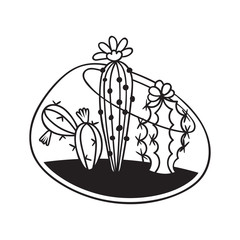 Cactus for coloring books. Vector illustration.