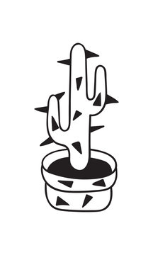Cactus for coloring books. Vector illustration.