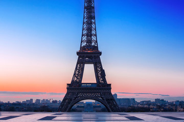 Sunrise over Eiffel Tower in Paris, France
