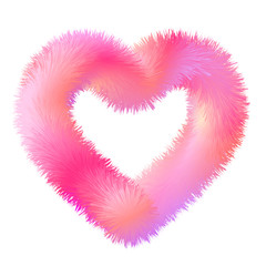 3d fluffy fur contour heart, stock vector illustration clip art