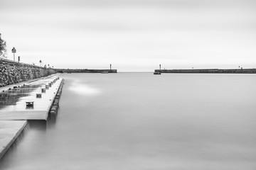 Long exposure harbour photography - black and white