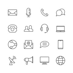 Simple set of media and communication icons. Vector line icon