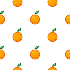 Orange seamless pattern. Autumn, summer, spring vintage design icon. Vector fruit illustration. Hand drawn cute oranges with cut sliced core for textile, manufacturing, fabrics and decor