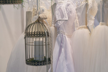 Wedding decorations and wedding dresses in store