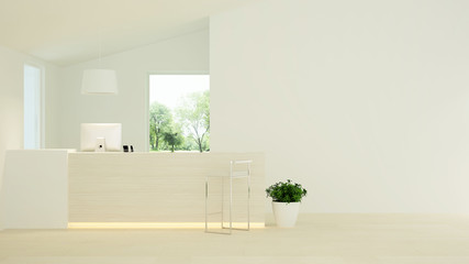 Reception counter interior 3D rendering in hotel - minimal style	