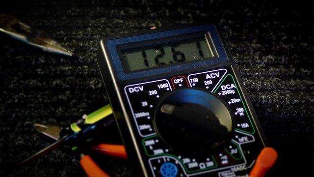 Electronic Multi-Meter Measures 12 volts
