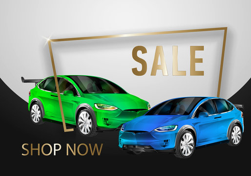 Car Sale Design Template. Layout Template, Cars For Sale Rent Brochure, Mockup Flyer. Vector Illustration