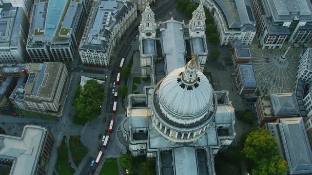Aerial view at sunset St Pauls Cathedral London