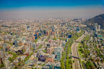 Beautiful landscape view of Santiago of Chile from Costanera Center in Chile