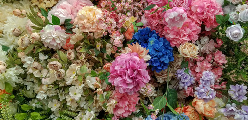 The bunch of pretty spring flowers 