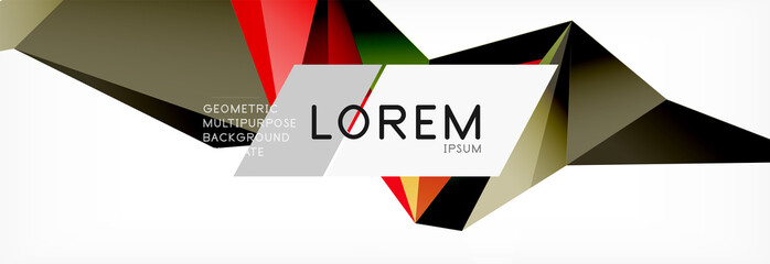 Triangle 3d polygonal art style. Future geometric design. Vector geometry futuristic illustration