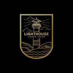 Vector design of lighthouse golden color