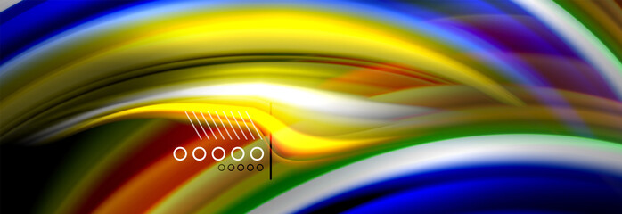 Rainbow color fluid wave lines flow poster. Wave Liquid shapes design