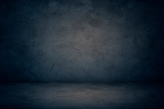 dark blue cement wall and studio background