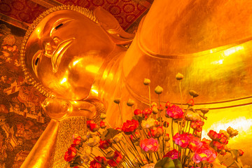 grand bouddha couché, temple de Wat Pho, Bangkok, Thaïlande 