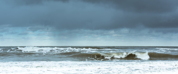 Ocean waves crashing  on the shore