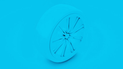 Car wheel, blue background. 3D illustration