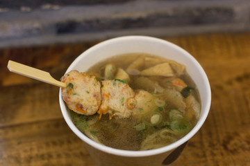 Delicious Korean fish cake with soup