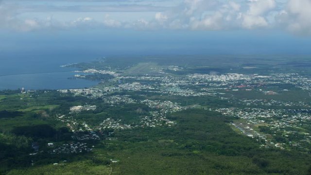 Aerial view Hilo State Capitol city buildings Hawaii 