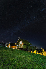 small house and star sky - 242937316