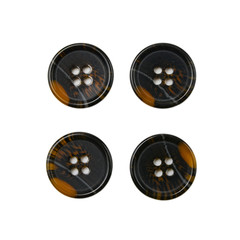 Brown plastic sewing buttons on isolated background 