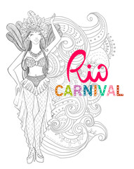Brazil Carnival. Vector illustration with brazilian dancing girl