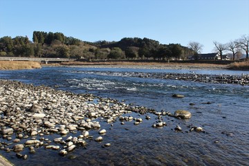 Kuma River flows through the historic town of Hitoyoshi in Japan