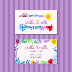 business card with beautiful floral watercolor