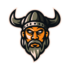 viking warrior knight logo mascot template vector illustration