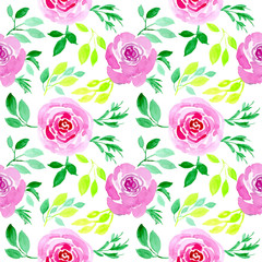 green seamless watercolor floral pattern