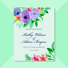 Save the date card watercolor floral