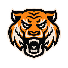 Angry tiger head logo mascot template vector illustration
