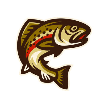 trout fish logo mascot template vector illustration