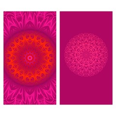 Modern Vector Template With Tribal Mandalas. For Brochure, Flyer, Cover, Magazine. Red color