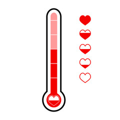 Love meter vector, level of thermometer isolated