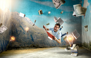 Reading as self education. Mixed media