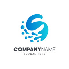 initial letter s with water splash, logo design template