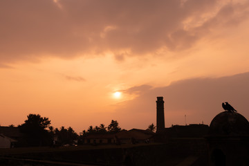 sunset with clock tower gall sri lanka