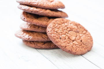 chocolate chip cookies on white background