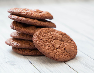 chocolate chip cookies on white background