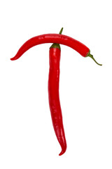 Red chili peppers isolated on a white background. Fresh vegetables