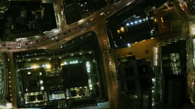 Aerial Night View Evening Commute London Financial District