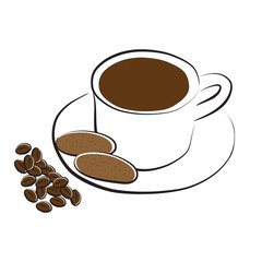 Stylized cup of hot coffee or tea