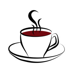 Stylized cup of hot coffee or tea