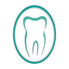 Simple Tooth icon in a aqua colored round button.