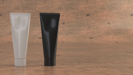 Blank black and white tubes of toothpaste, cream or gel
