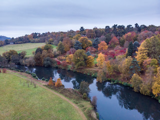 Stunning aerial drone landscape image of stunning colorful vibrant Autumn Fall English countryside landscape