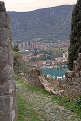 Fototapeta na wymiar Nice scenic view from trail to Kotor, Montenegro