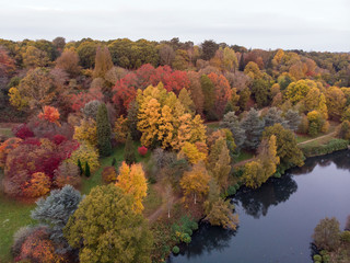 Stunning aerial drone landscape image of stunning colorful vibrant Autumn Fall English countryside landscape